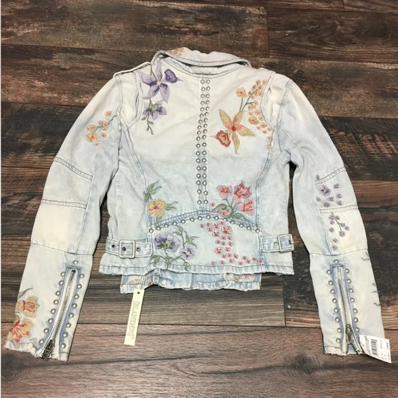 BLANK NYC embroidered moto denim jean jacket Excellent condition XS - Picture 2 of 9